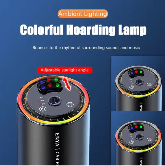 جهاز تنقية هواء السيارة وناشر العطور - معطر جو ذكي بإضاءة LED